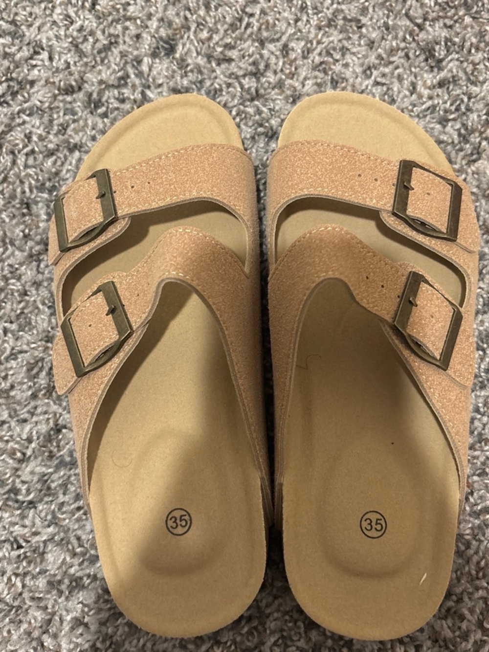 Womens Double Buckle Sandal - Beige